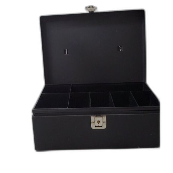 MMF Industries Major Metal Fab Co.  11 x 7.75 x 4 Black Cash Box ~Vintage~ - Picture 1 of 10